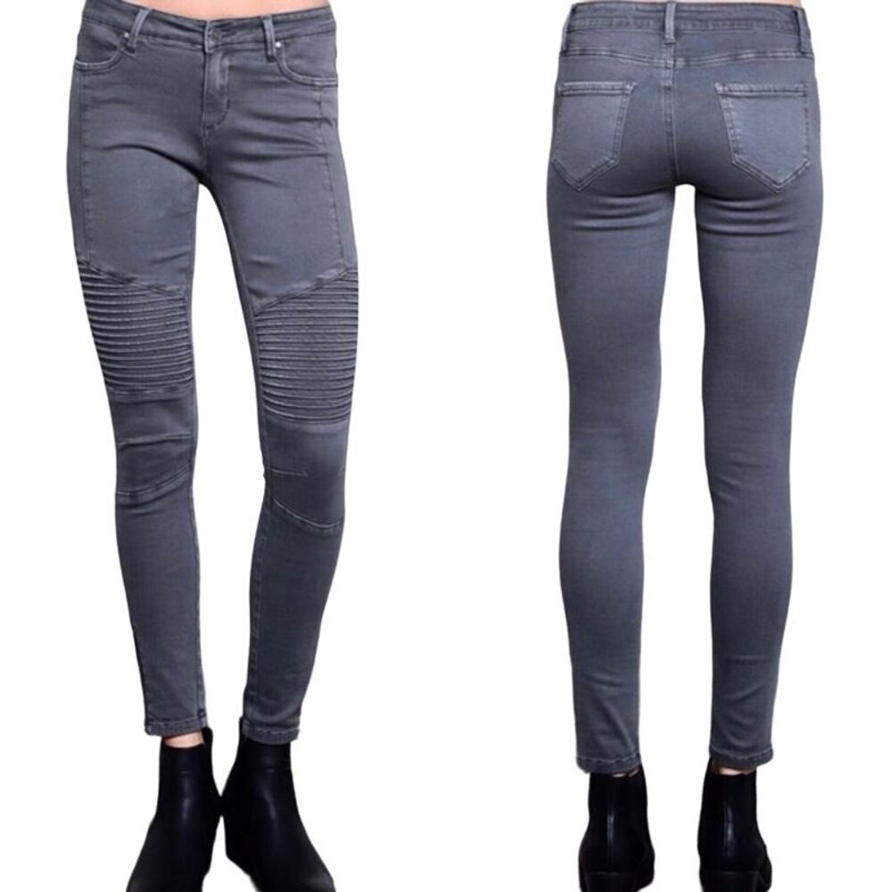 Zara Basic‎ Moto Style Ankle Zip Grey Skinny Jeans Size 2